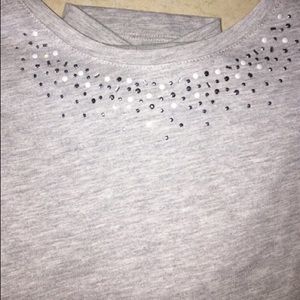 Women's Top Studded Tee Gray Size Small New
